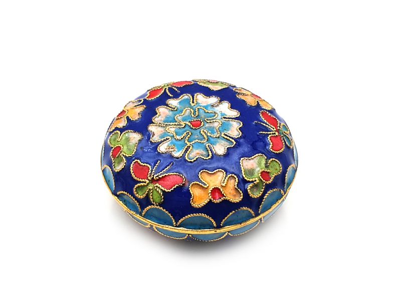 Small Chinese Cloisonné Enamel Box Blue 1