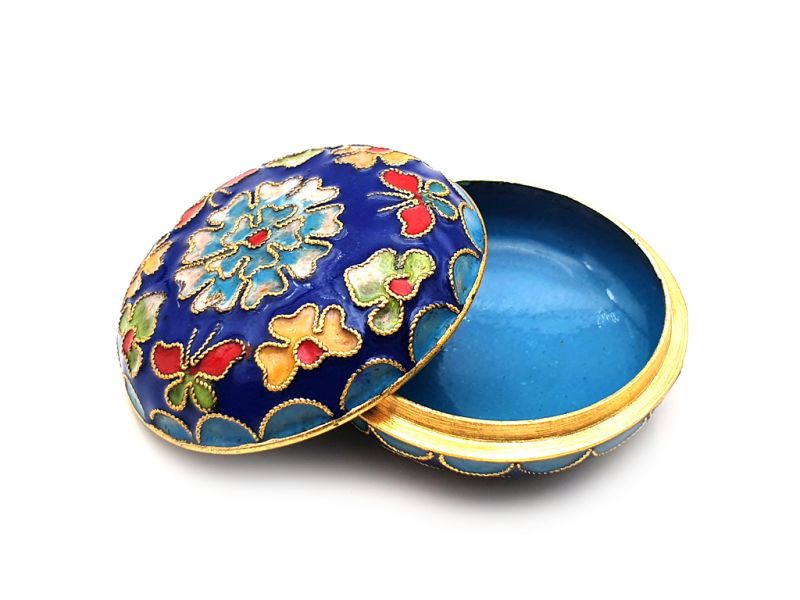 Small Chinese Cloisonné Enamel Box Blue 2