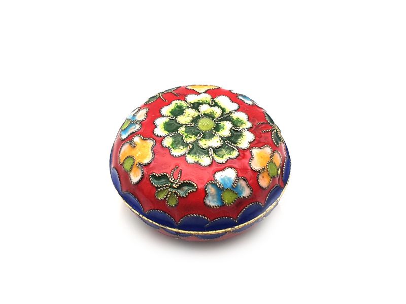 Small Chinese Cloisonné Enamel Box Red 1