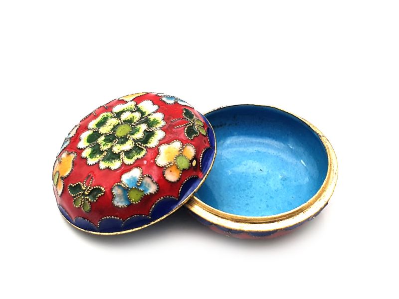 Small Chinese Cloisonné Enamel Box Red 2