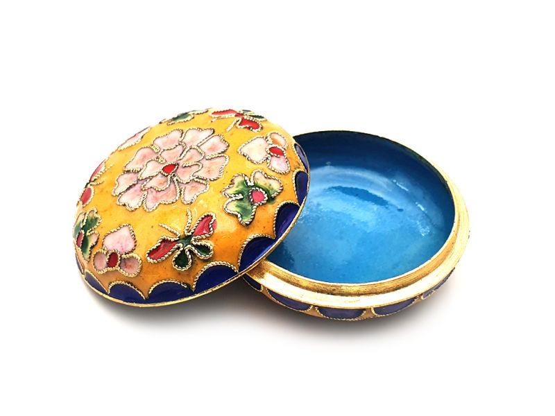 Small Chinese Cloisonné Enamel Box Yellow 2