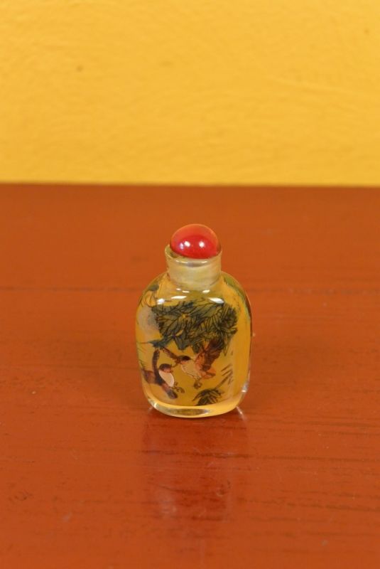 Small Chinese Glass Snuff Bottle Birds 1