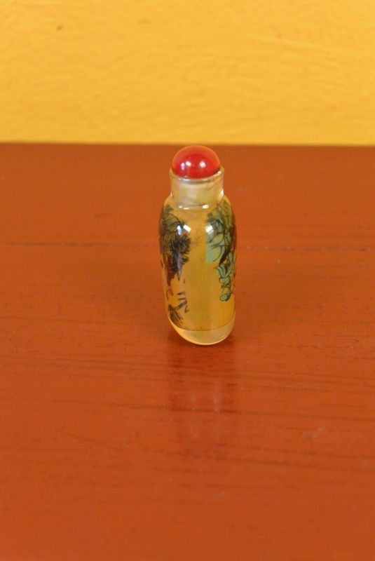 Small Chinese Glass Snuff Bottle Birds 3