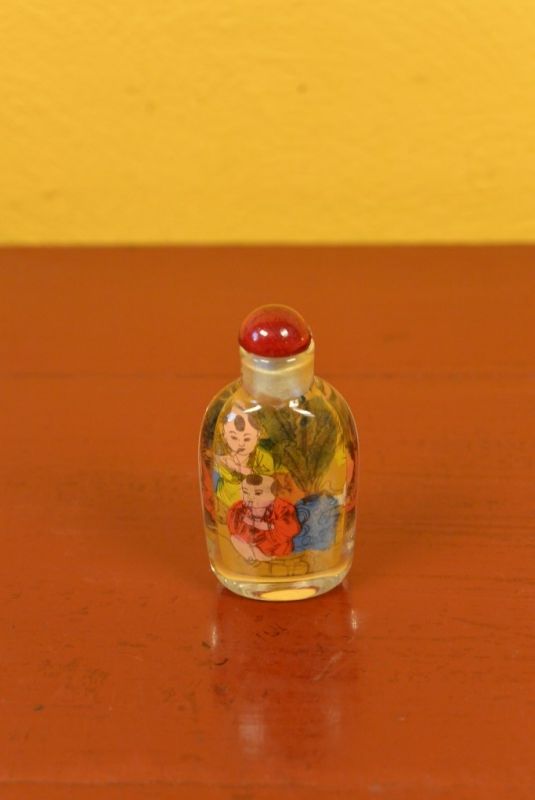 Small Chinese Glass Snuff Bottle Shaolin Monk 1