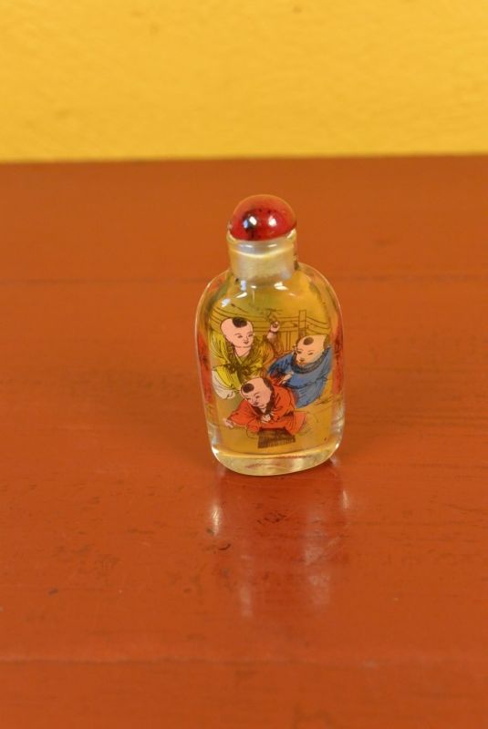 Small Chinese Glass Snuff Bottle Shaolin Monk 2