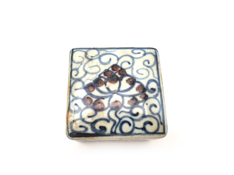 Small Chinese porcelain box - Square - Flower 2