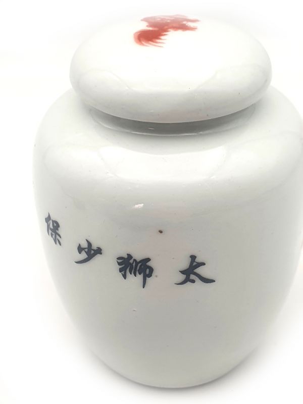 Small Chinese Porcelain Colored Potiche - Chinese guardian lions 3