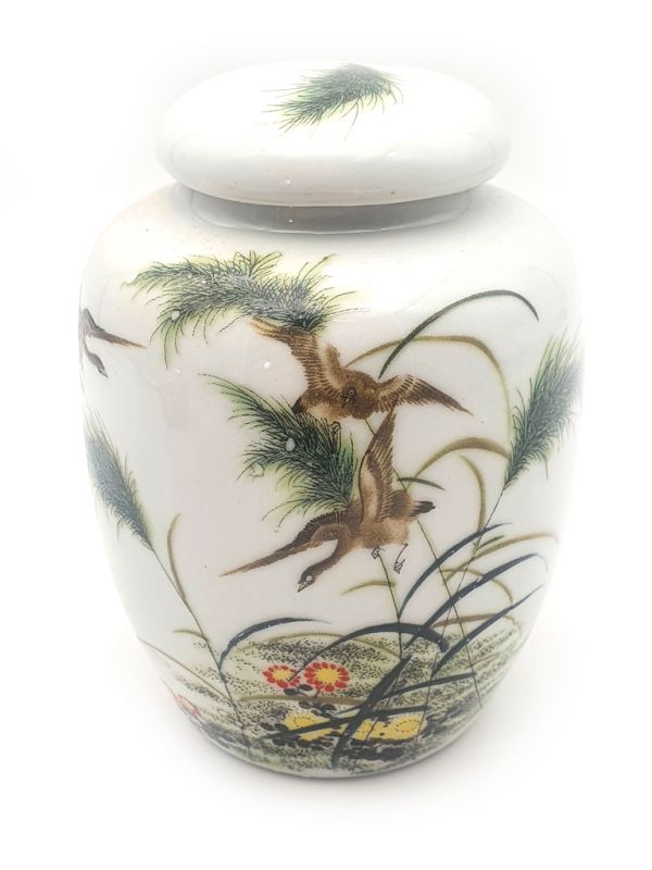 Small Chinese Porcelain Colored Potiche - ducks 2 1