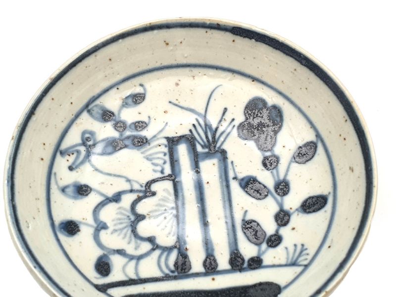 Small Chinese porcelain plate 10cm - The Chinese garden - flowers 3