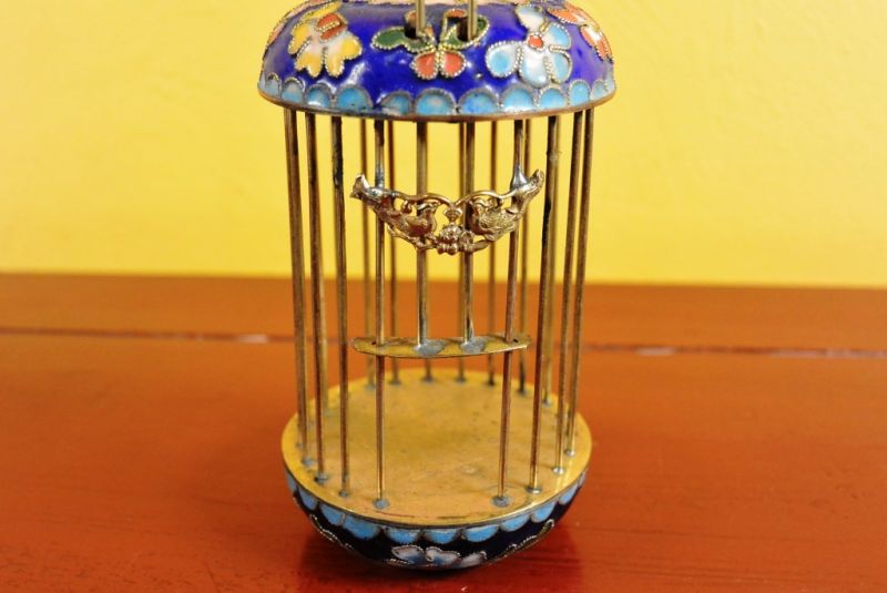 Small Cricket cage in Cloisonne Blue 2