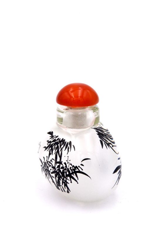 Small Glass Snuff Bottle - Chinese Arist - Bamboo 2