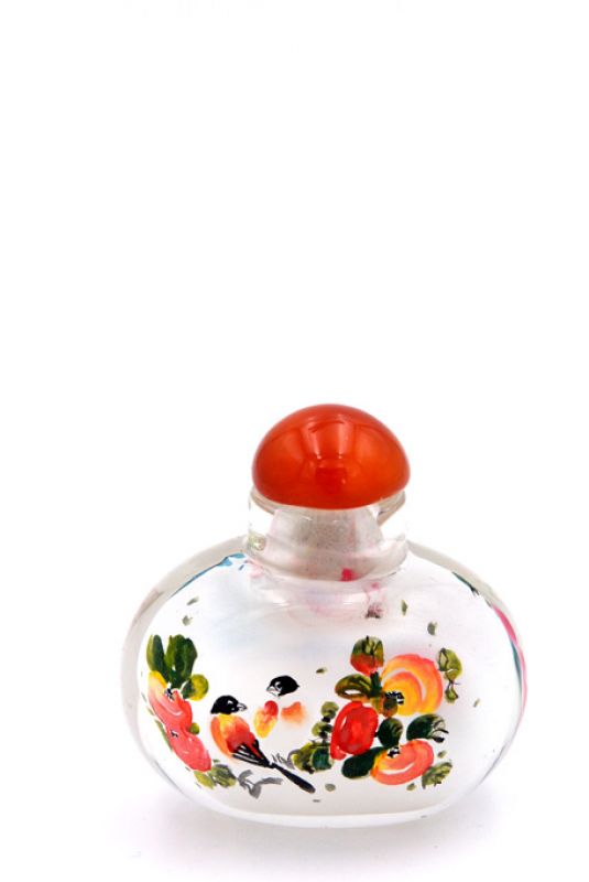 Small Glass Snuff Bottle - Chinese Arist - Birds on the tree 1