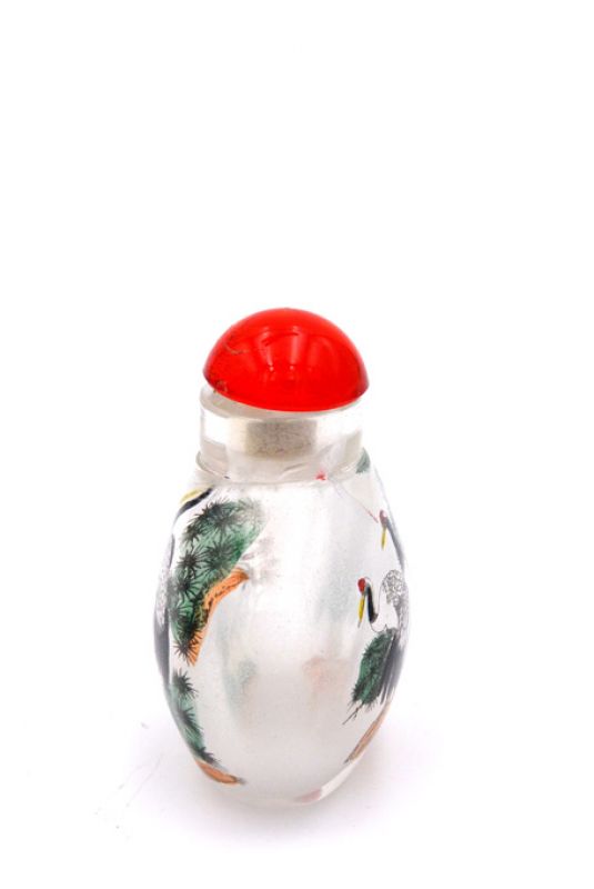 Small Glass Snuff Bottle - Chinese Arist - Common crane 2