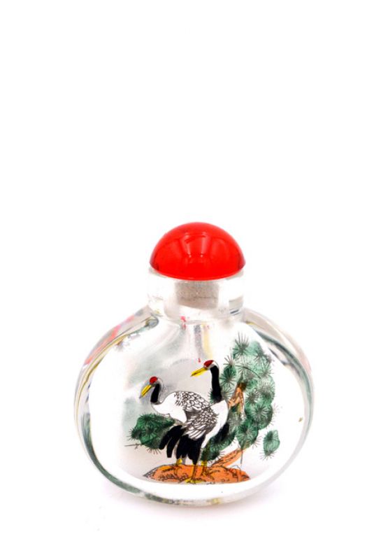 Small Glass Snuff Bottle - Chinese Arist - Common crane 3