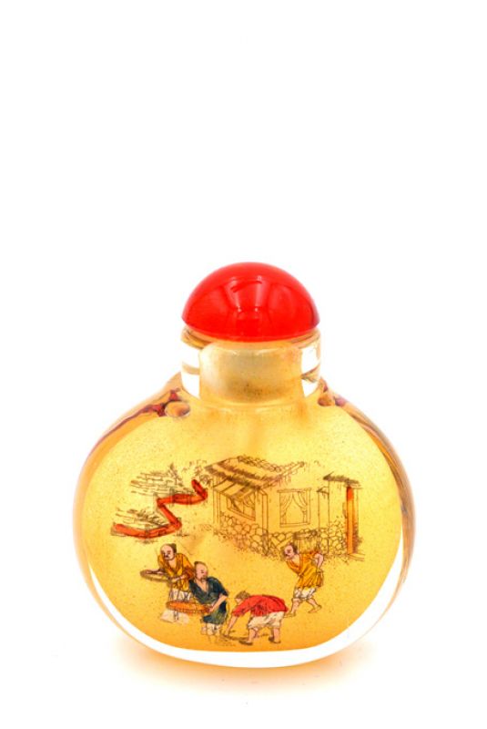 Small Glass Snuff Bottle - Chinese Arist - Farmers 1