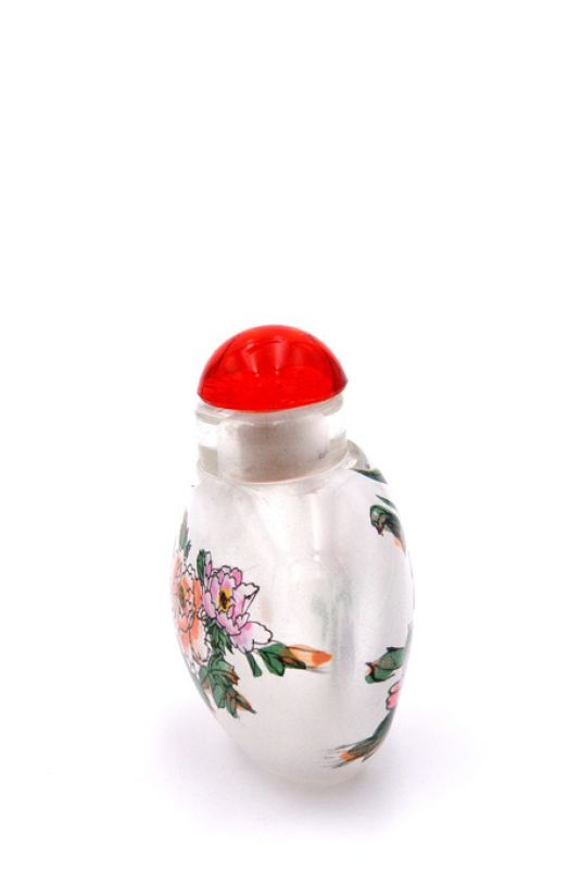 Small Glass Snuff Bottle - Chinese Arist - Flowers 2