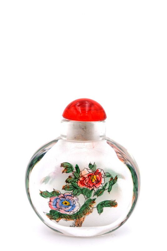 Small Glass Snuff Bottle - Chinese Arist - Flowers 3