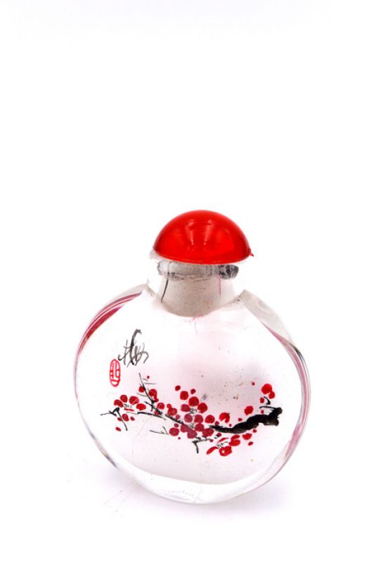 Small Glass Snuff Bottle - Chinese Arist - Japanese cherry 3