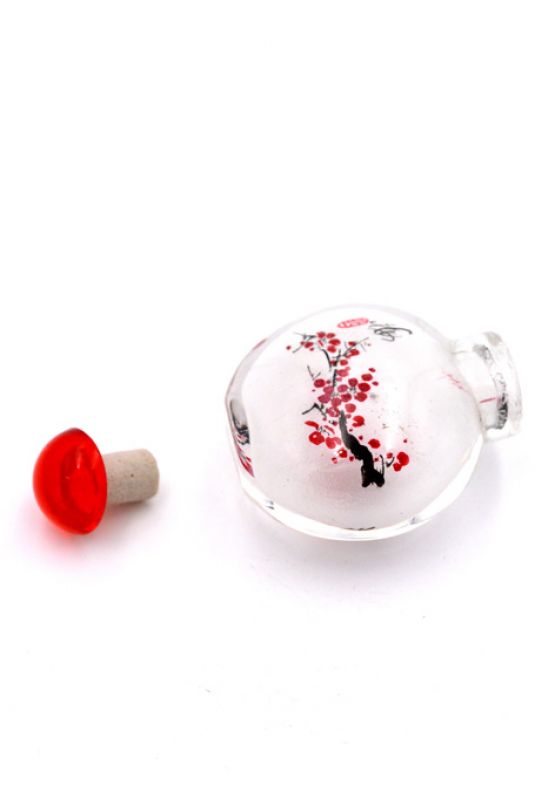 Small Glass Snuff Bottle - Chinese Arist - Japanese cherry 4