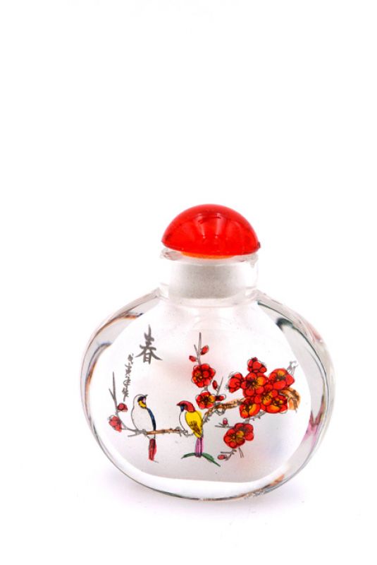 Small Glass Snuff Bottle - Chinese Arist - The birds 3