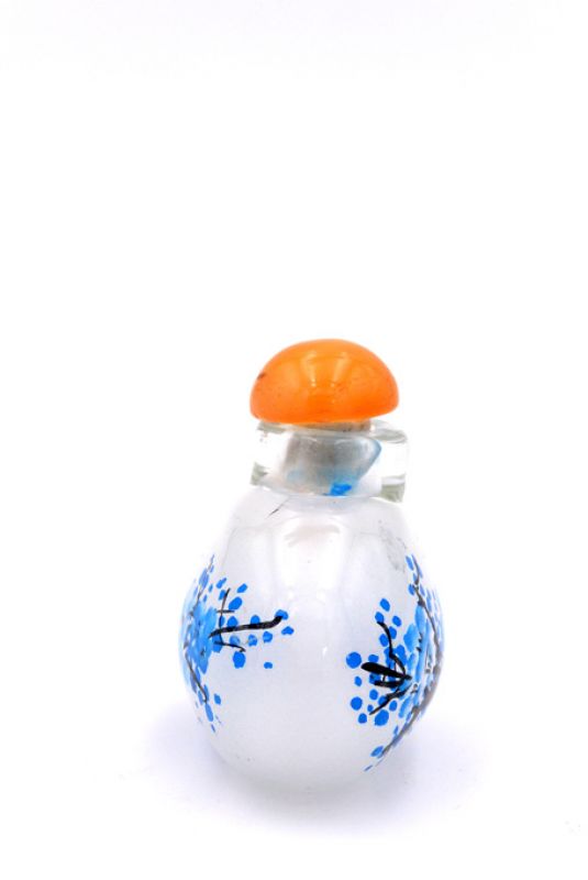 Small Glass Snuff Bottle - Chinese Arist - The blue cherry tree 2