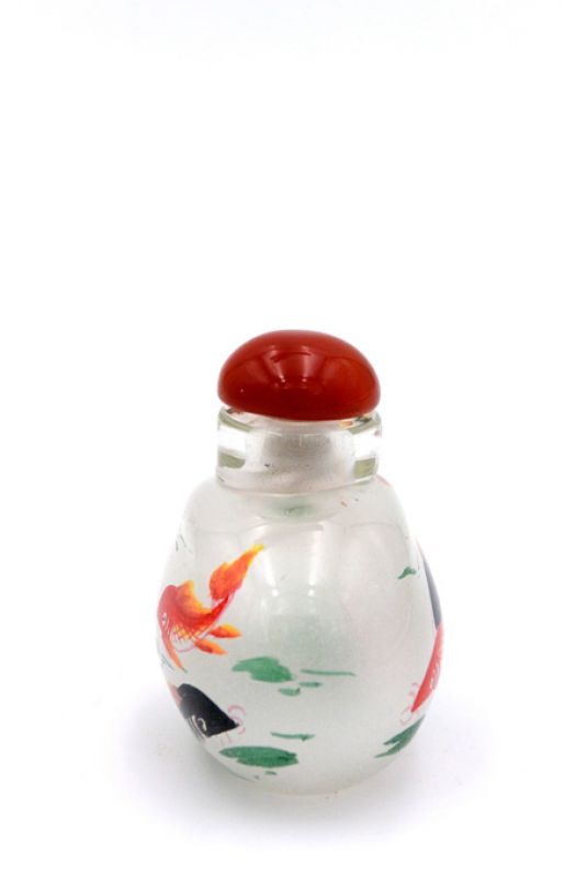 Small Glass Snuff Bottle - Chinese Arist - The Japanese carp 2