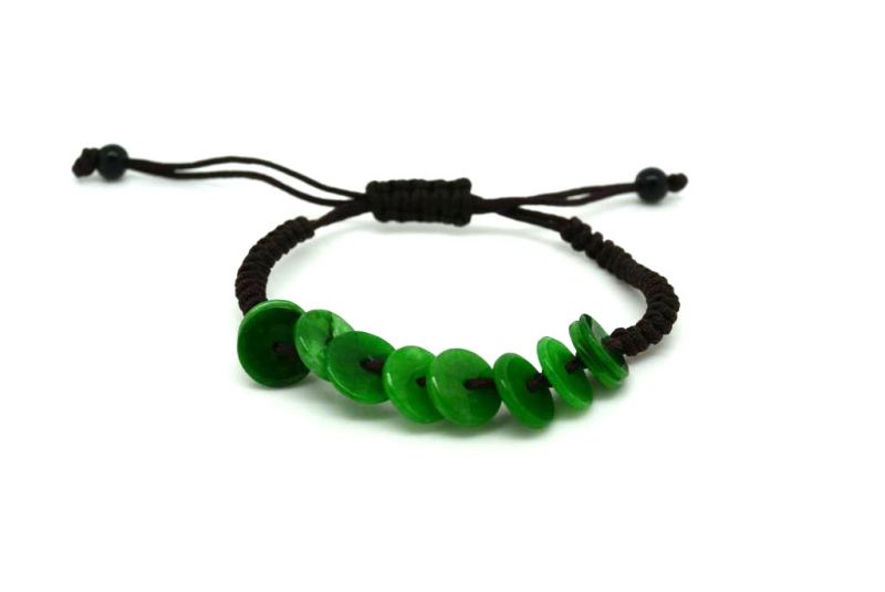 Small Jade Bracelet Dark Green Bi Disc 2