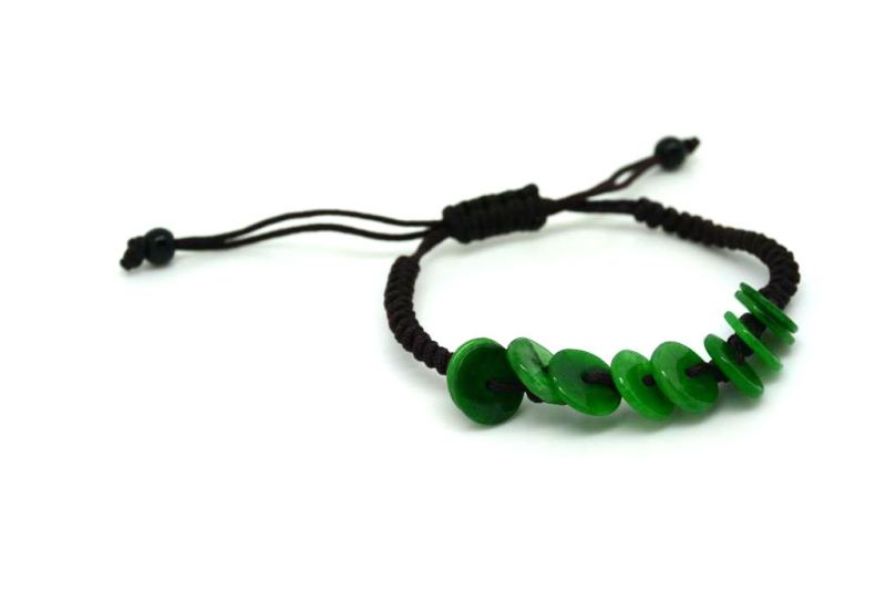Small Jade Bracelet Dark Green Bi Disc 3