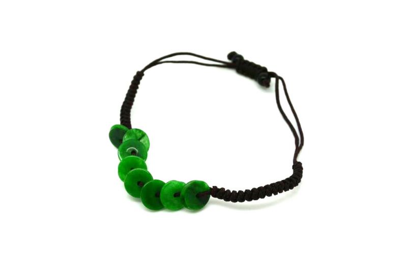 Small Jade Bracelet Dark Green Bi Disc 4
