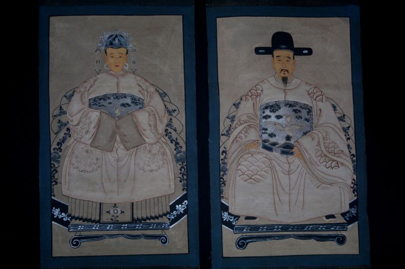 Small Ming Chinese ancestors couple Ivory 1