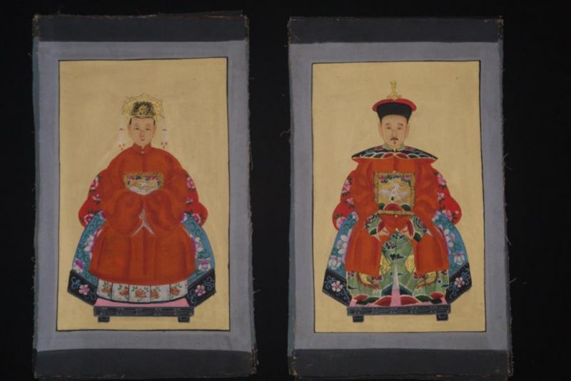 Small Ming Chinese ancestors couple Orange 1