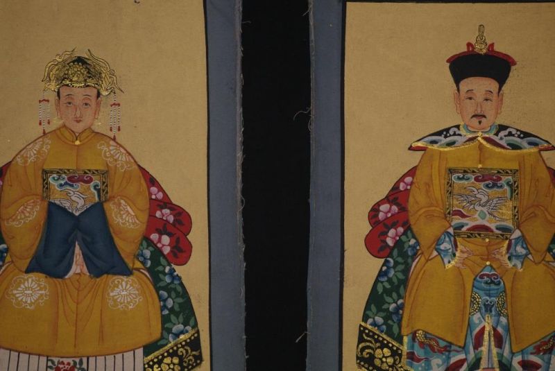 Small Ming Chinese ancestors couple Yellow 2