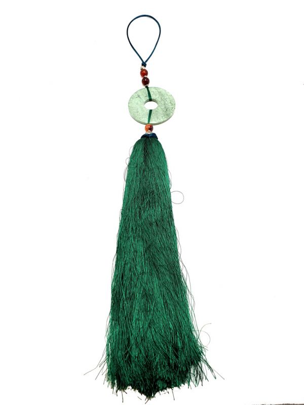 Small Suspended Bi Disk Silk and Jade Green 1