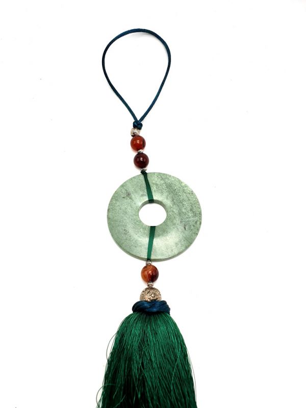 Small Suspended Bi Disk Silk and Jade Green 2