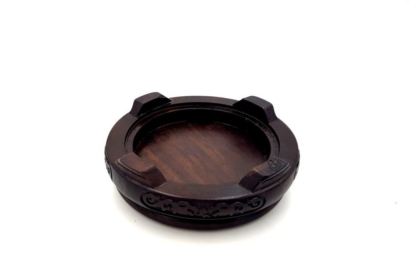 Soporte de madera redondo chino grabado 9,5cm 4