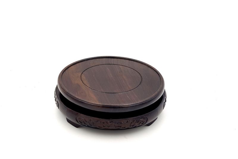 Soporte de madera redondo chino grabado 10cm 2