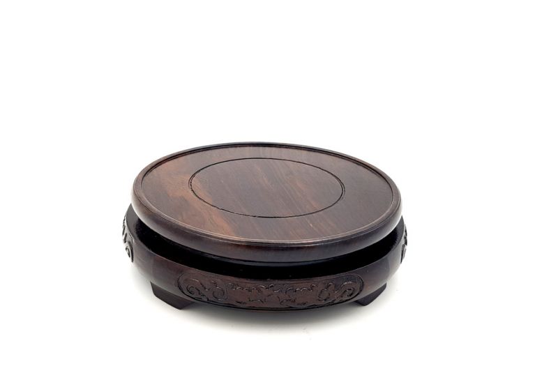 Soporte de madera redondo chino grabado 10cm 3