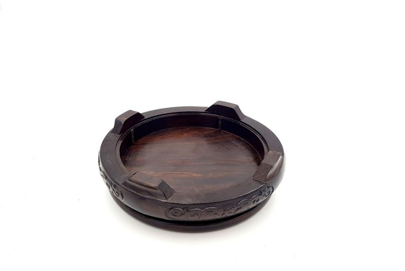 Soporte de madera redondo chino grabado 10cm 4