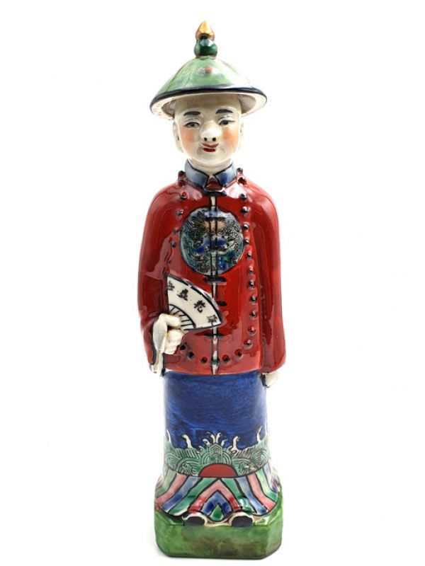 Standing Chinese Mandarin polychrome statue 1