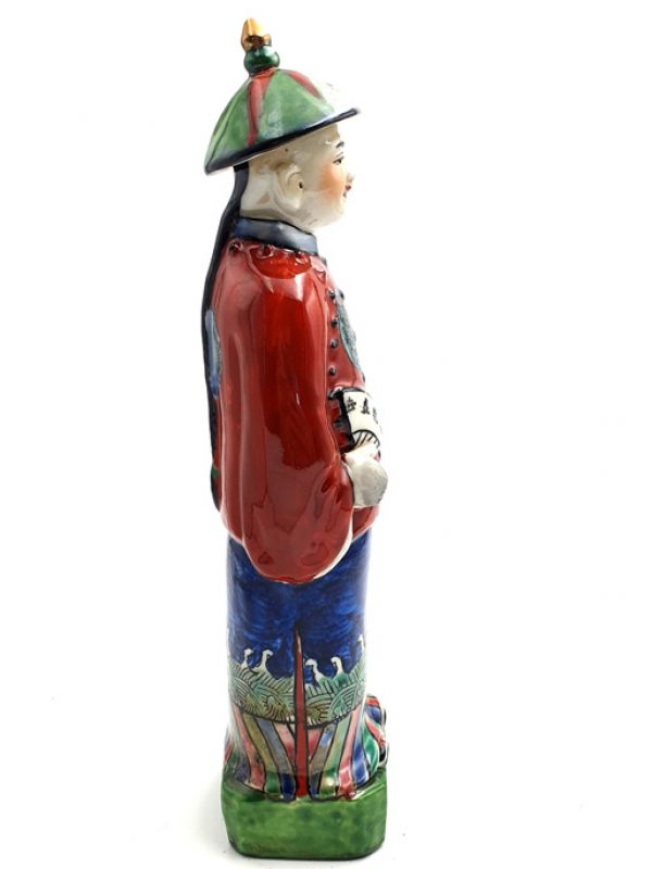 Standing Chinese Mandarin polychrome statue 3