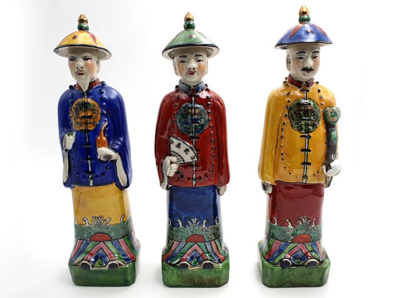 Standing Chinese Mandarin polychrome statue 5