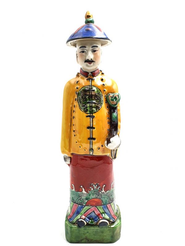 Standing Chinese Mandarin polychrome statue 1