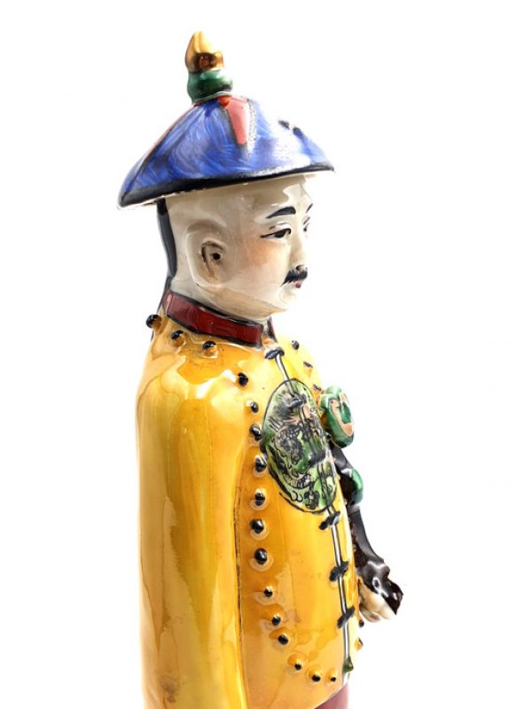 Standing Chinese Mandarin polychrome statue 2