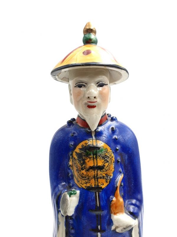 Standing Chinese Mandarin polychrome statue 2