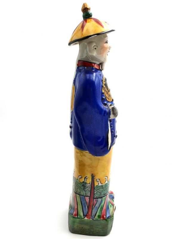 Standing Chinese Mandarin polychrome statue 3