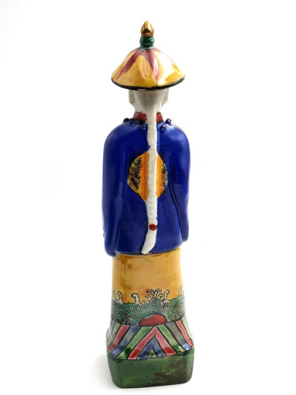 Standing Chinese Mandarin polychrome statue 4