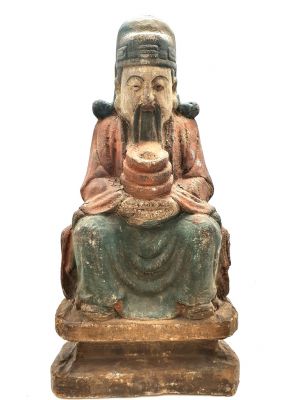 Statue asiatique en bois Tudi Gong