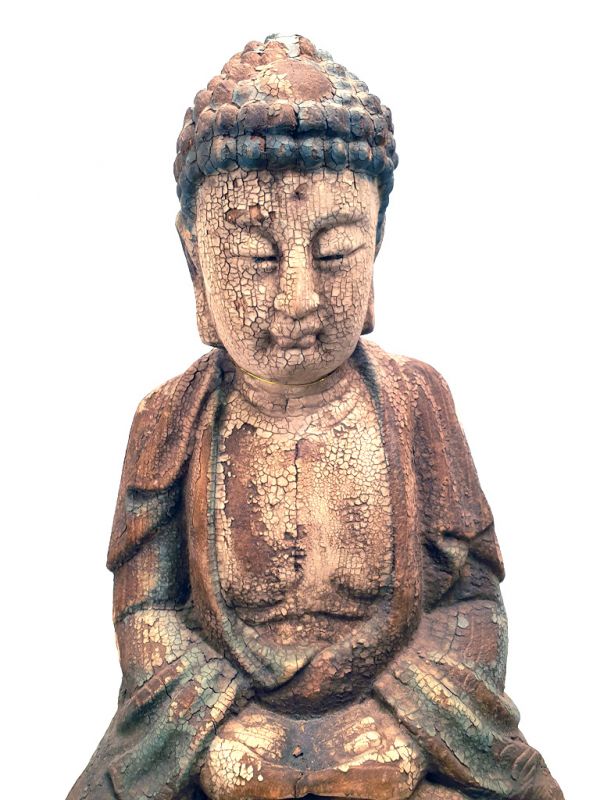 Statue Chinoise en Bois - Bouddha en position Lotus 2