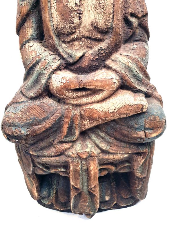 Statue Chinoise en Bois - Bouddha en position Lotus 3