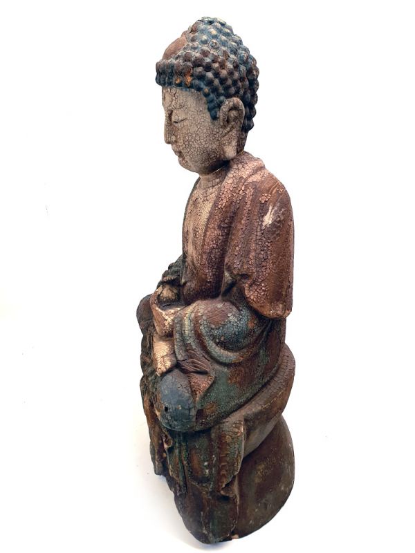 Statue Chinoise en Bois - Bouddha en position Lotus 4